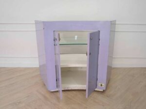 Jewelry cabinet, glass product display cabinet, curved shape, purple, small size