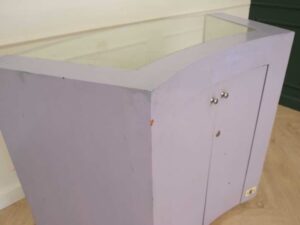 Jewelry cabinet, glass product display cabinet, curved shape, purple, small size