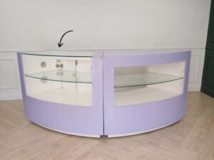 Jewelry cabinet, glass product display cabinet, curved shape, purple, small size