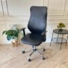 Office chair, leather seat, high back, steel legs, Furradec brand.