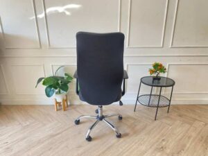 Office chair, leather seat, high back, steel legs, Furradec brand.