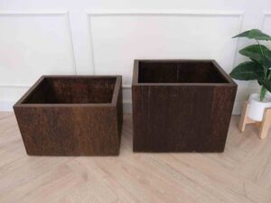 Multi-purpose wooden bucket, brown