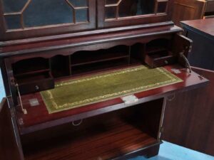 Chinese style wooden display cabinet, 2 glass doors, 3 wood doors, imported from Europe.