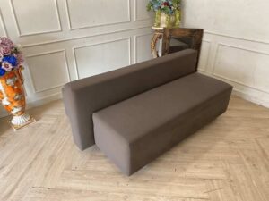 2 seat sofa, medium backrest, leather cushion, gray color.