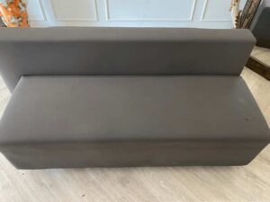 2 seat sofa, medium backrest, leather cushion, gray color.