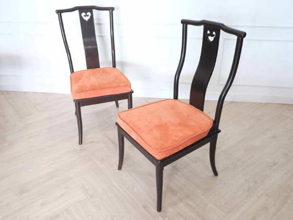 Real teak chair Restaurant chairs, orange fabric cushion, hotel work