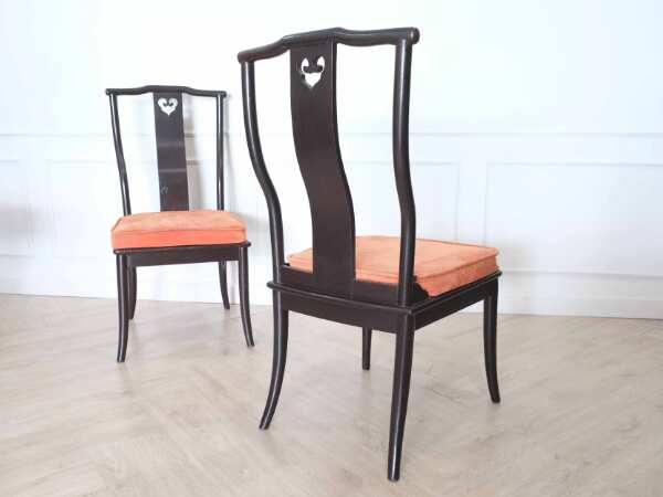 Real teak chair Restaurant chairs, orange fabric cushion, hotel work