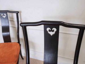 Real teak chair Restaurant chairs, orange fabric cushion, hotel work