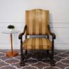 High back armchair, Louis style, cream colored fabric cushion. European work comes from Germany.