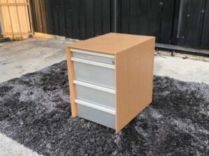 Mobile cabinet, 3 drawers, wooden frame, gray color