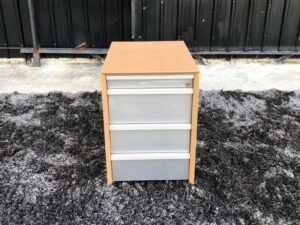Mobile cabinet, 3 drawers, wooden frame, gray color