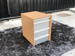 Mobile cabinet, 3 drawers, wooden frame, gray color