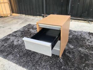 Mobile cabinet, 3 drawers, wooden frame, gray color