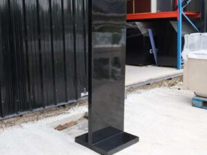 Product advertising signs, product signs, tall shape, shiny black wooden frame.