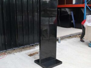 Product advertising signs, product signs, tall shape, shiny black wooden frame.