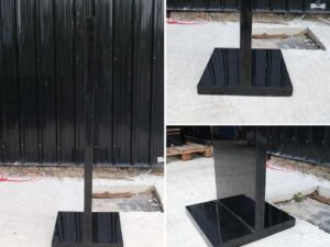 Product advertising signs, product signs, tall shape, shiny black wooden frame.