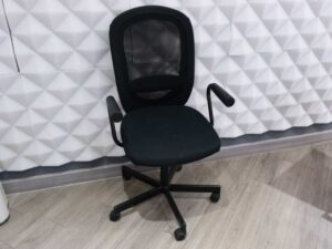 Office chair, fabric cushion, mesh backrest, black