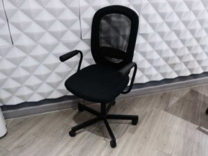 Office chair, fabric cushion, mesh backrest, black