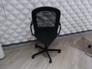 Office chair, fabric cushion, mesh backrest, black
