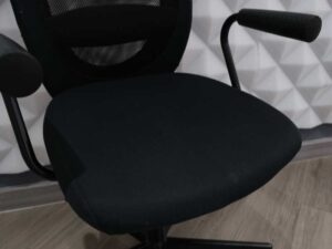 Office chair, fabric cushion, mesh backrest, black