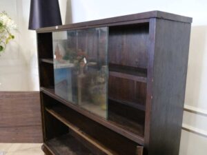 Wooden display cabinet, glass top, walnut color, European workmanship, sourced from Germany.