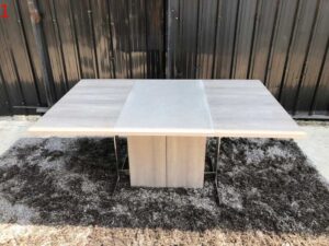 Executive desk With file cabinet, steel legs, brown color