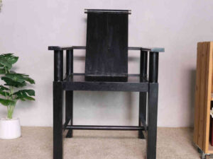 Black wooden armchair, beautiful and exotic design.