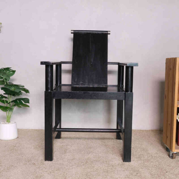 Black wooden armchair, beautiful and exotic design.