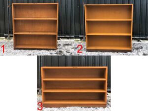 Document shelf, 3 shelves, wooden frame, brown