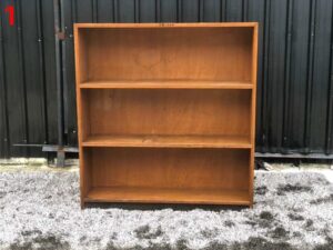 Document shelf, 3 shelves, wooden frame, brown