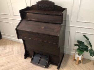 Antique piano, walnut color, European made from Germany.