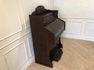 Antique piano, walnut color, European made from Germany.