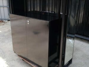 Light Box, product advertising sign, tall light sign on 2 sides, mirror on 2 sides.