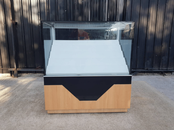 Jewelry cabinet, glass display cabinet, phone display cabinet, sliding glass door, black top wooden frame
