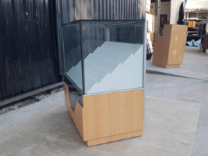 Jewelry cabinet, glass display cabinet, phone display cabinet, sliding glass door, black top wooden frame
