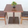 Bar table, cafe table, dining table, simple design Modern style, wooden table top, steel legs, square shape.