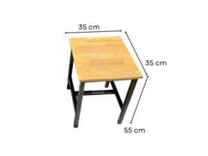 Wooden chairs, bar stools, cafes, restaurants, black steel legs.