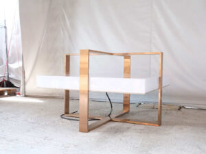 Product display shelves, display stands, acrylic top, rose gold stainless steel frame, beautiful design.