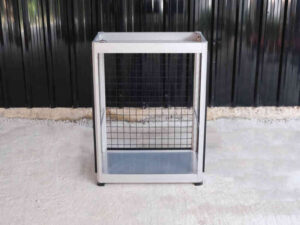 Storage holder, storage shelf, storage cabinet, steel mesh walls on 3 sides (gray-black)