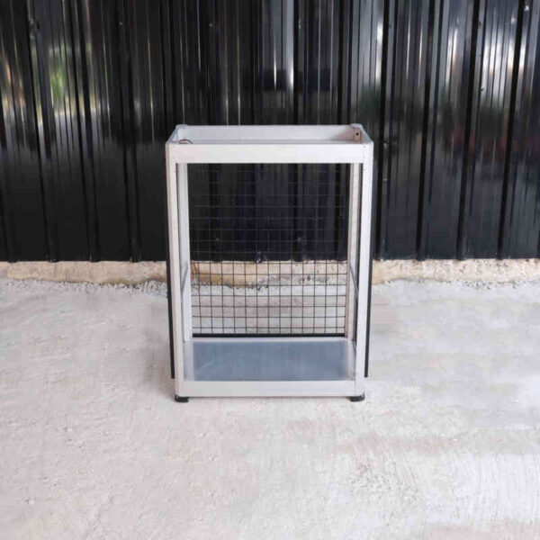 Storage holder, storage shelf, storage cabinet, steel mesh walls on 3 sides (gray-black)