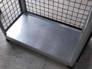 Storage holder, storage shelf, storage cabinet, steel mesh walls on 3 sides (gray-black)