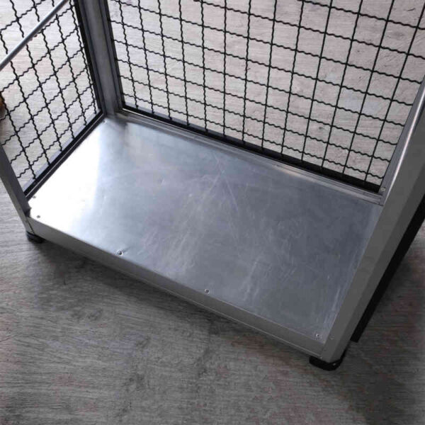 Storage holder, storage shelf, storage cabinet, steel mesh walls on 3 sides (gray-black)