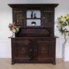 Wooden display cabinet, classic vintage style, walnut wood color, European work from Germany.