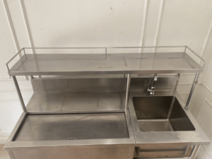 Counter sink, stainless steel ice bucket, 1 hole sink, 1 hole basin