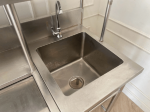 Counter sink, stainless steel ice bucket, 1 hole sink, 1 hole basin