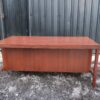Work desk, 3 drawers, 1 door, wooden frame, mahogany color.