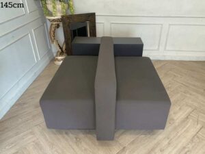2 seat sofa, lounge sofa, wooden frame, leather upholstery, gray