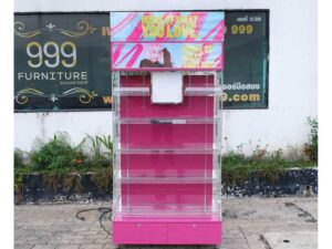 5-tiered product shelf, 2 drawers (pink), mini-mart shelf, Supermarket Shelf