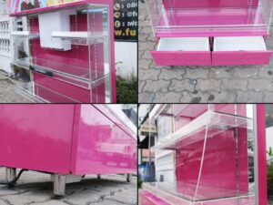 5-tiered product shelf, 2 drawers (pink), mini-mart shelf, Supermarket Shelf