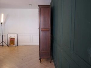 Bookcase, 2 doors, 2 drawers, mahogany color European work comes from Germany.